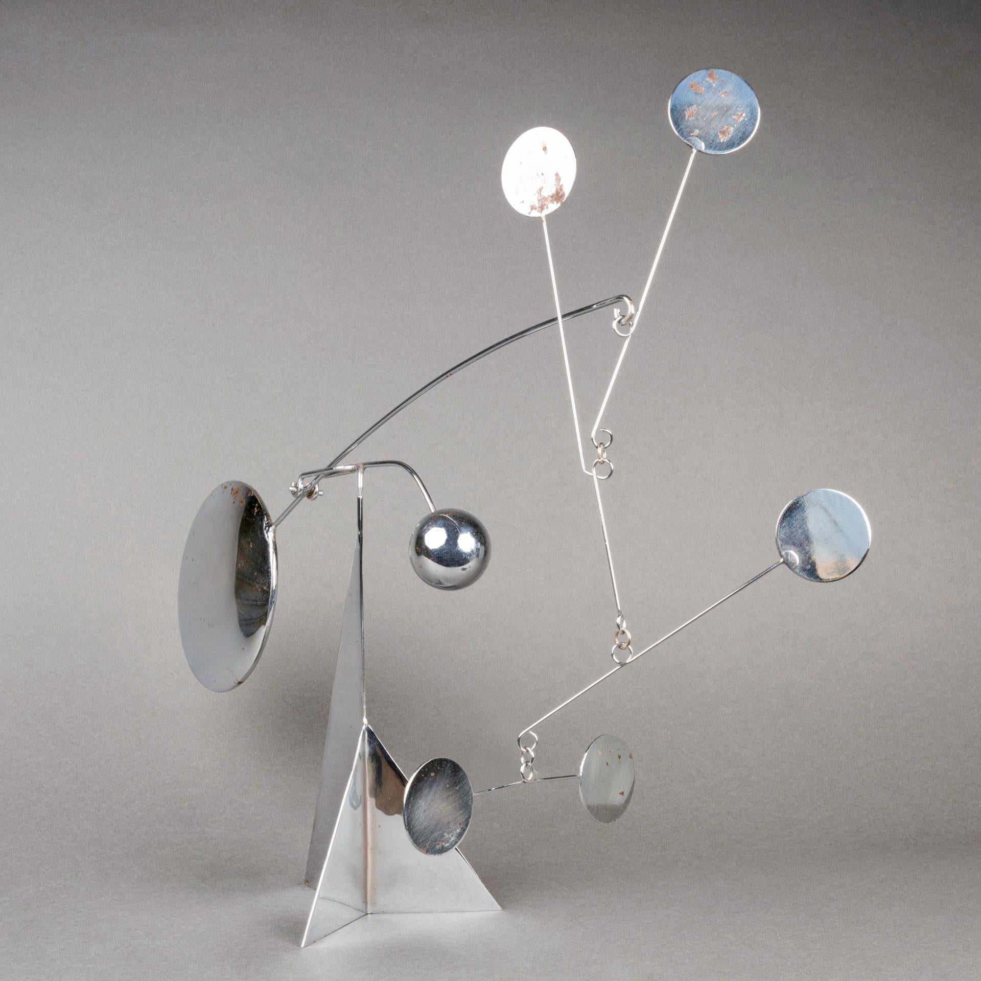 Placcato François Colette : Scultura mobile cromata firmata e datata - 1972 in vendita