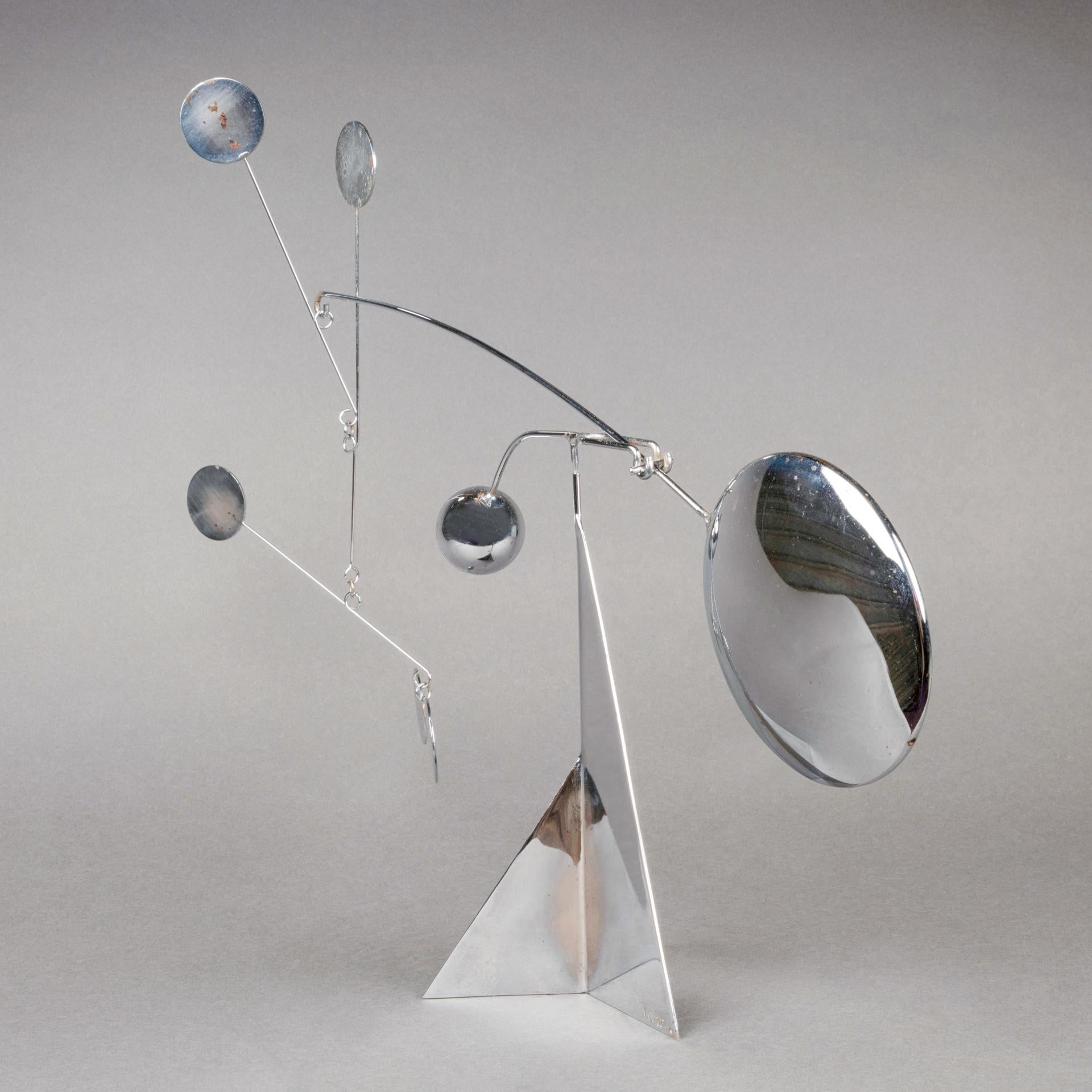 François Colette : Scultura mobile cromata firmata e datata - 1972 In condizioni discrete in vendita a SAINT-OUEN-SUR-SEINE, FR