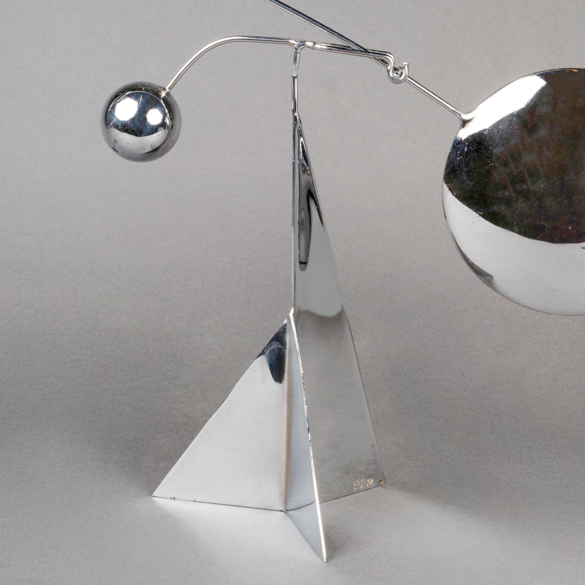 Fine XX secolo François Colette : Scultura mobile cromata firmata e datata - 1972 in vendita