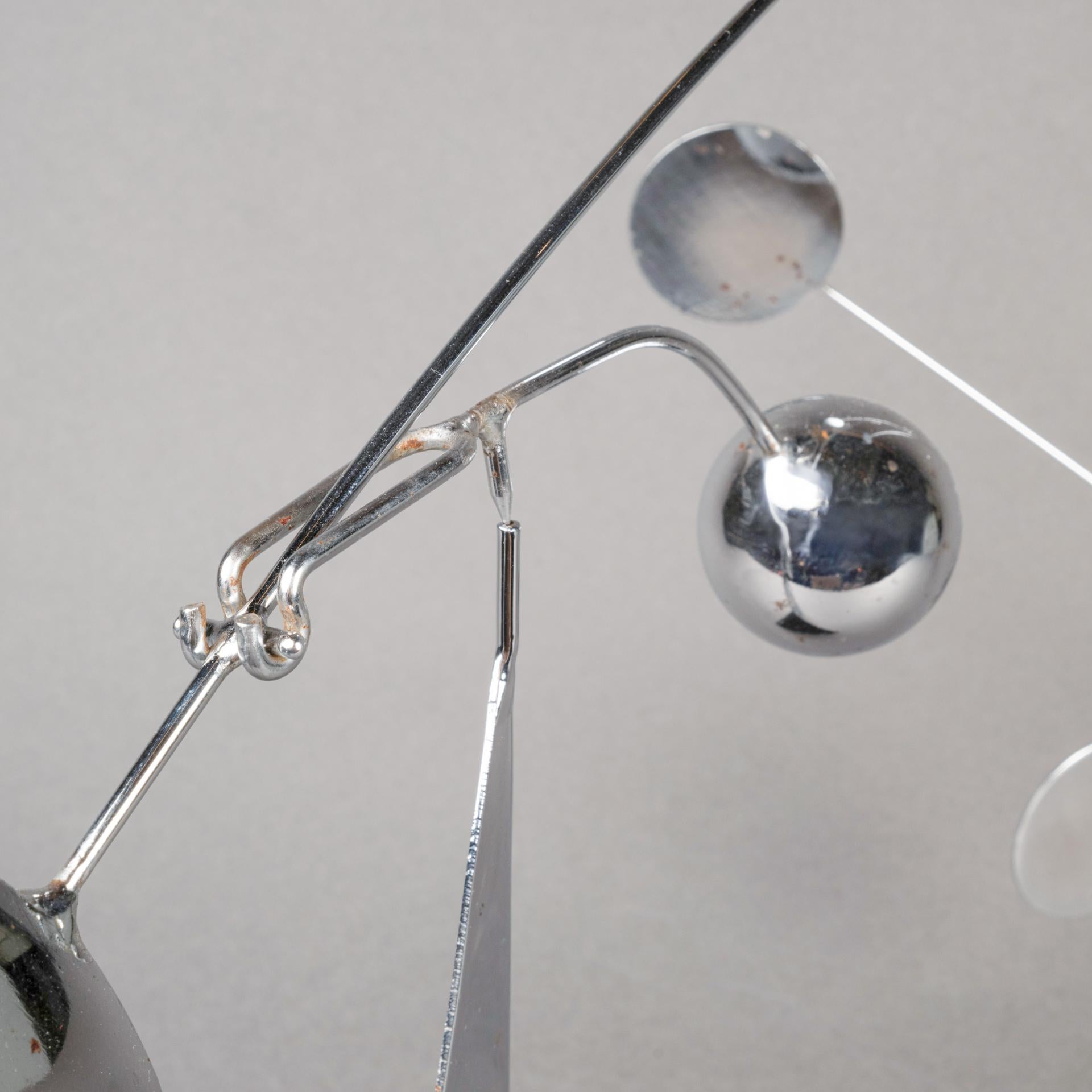 Metallo François Colette : Scultura mobile cromata firmata e datata - 1972 in vendita