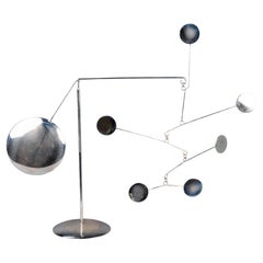 François Colette : Sculpture mobile chromée signée et datée - 1974