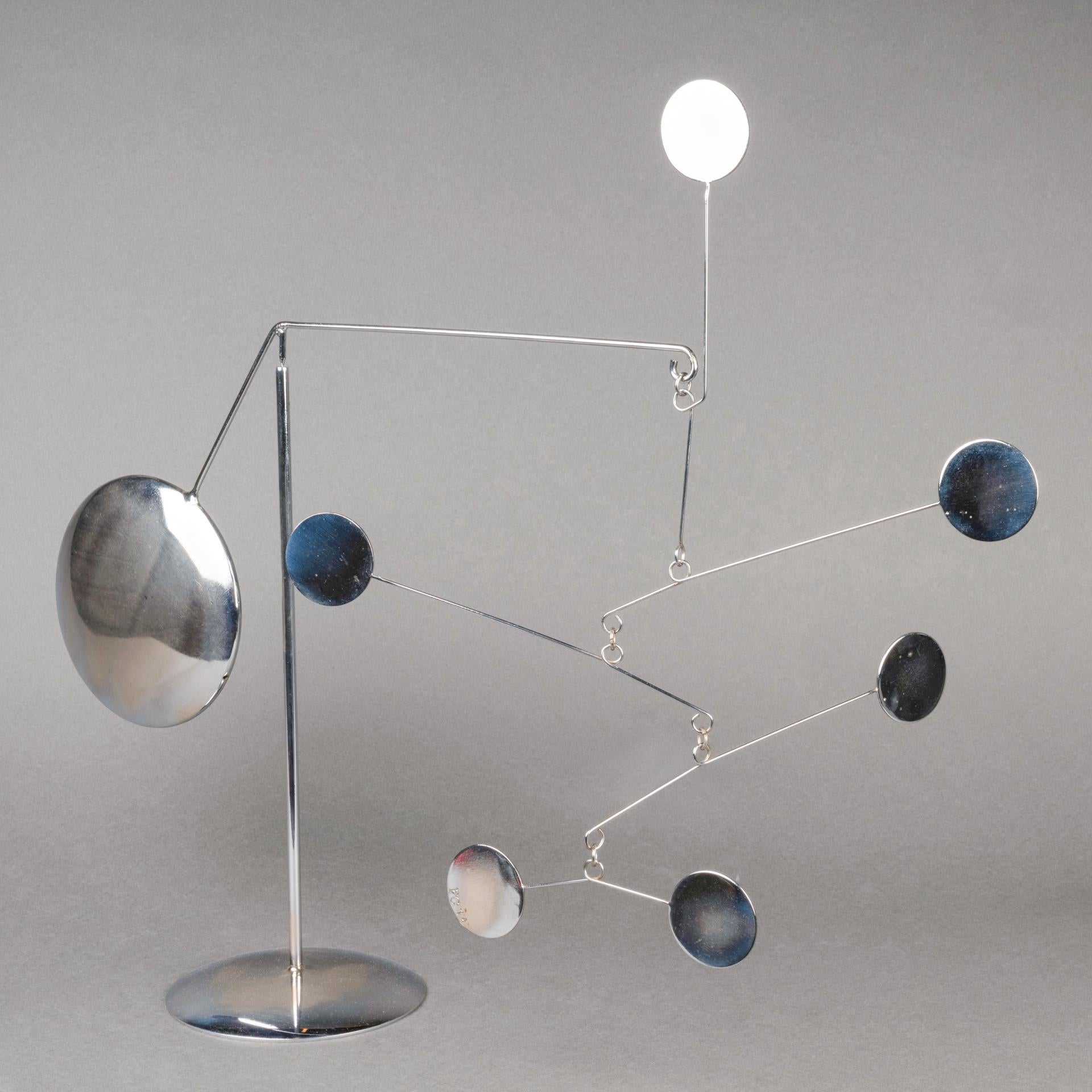 Cinetico François Colette : Scultura mobile cromata firmata e datata - 1974