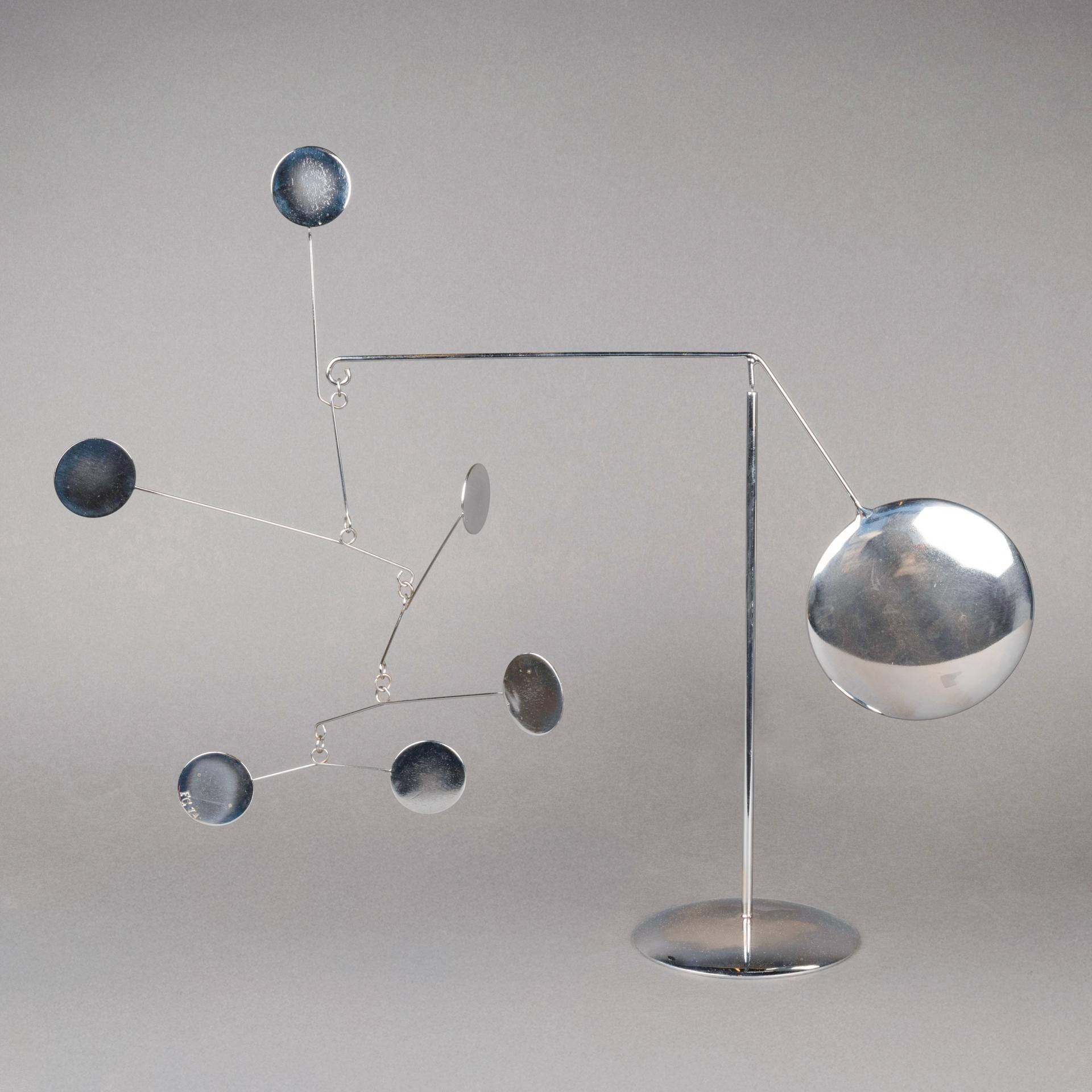 Francese François Colette : Scultura mobile cromata firmata e datata - 1974