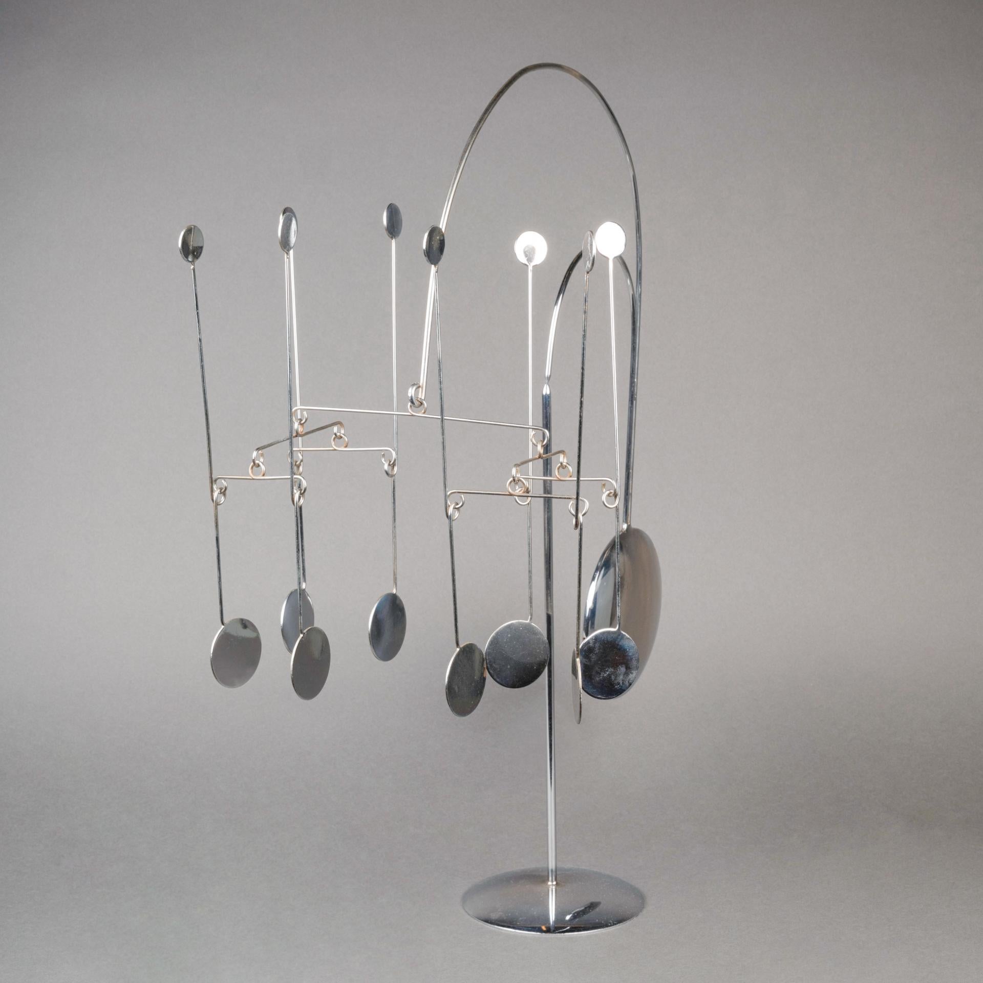 Cinetico François Colette : Scultura mobile cromata firmata e datata - 1975 in vendita