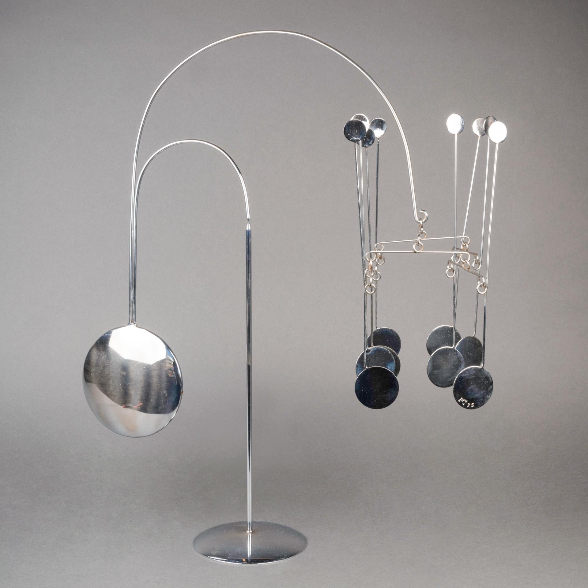 Francese François Colette : Scultura mobile cromata firmata e datata - 1975 in vendita