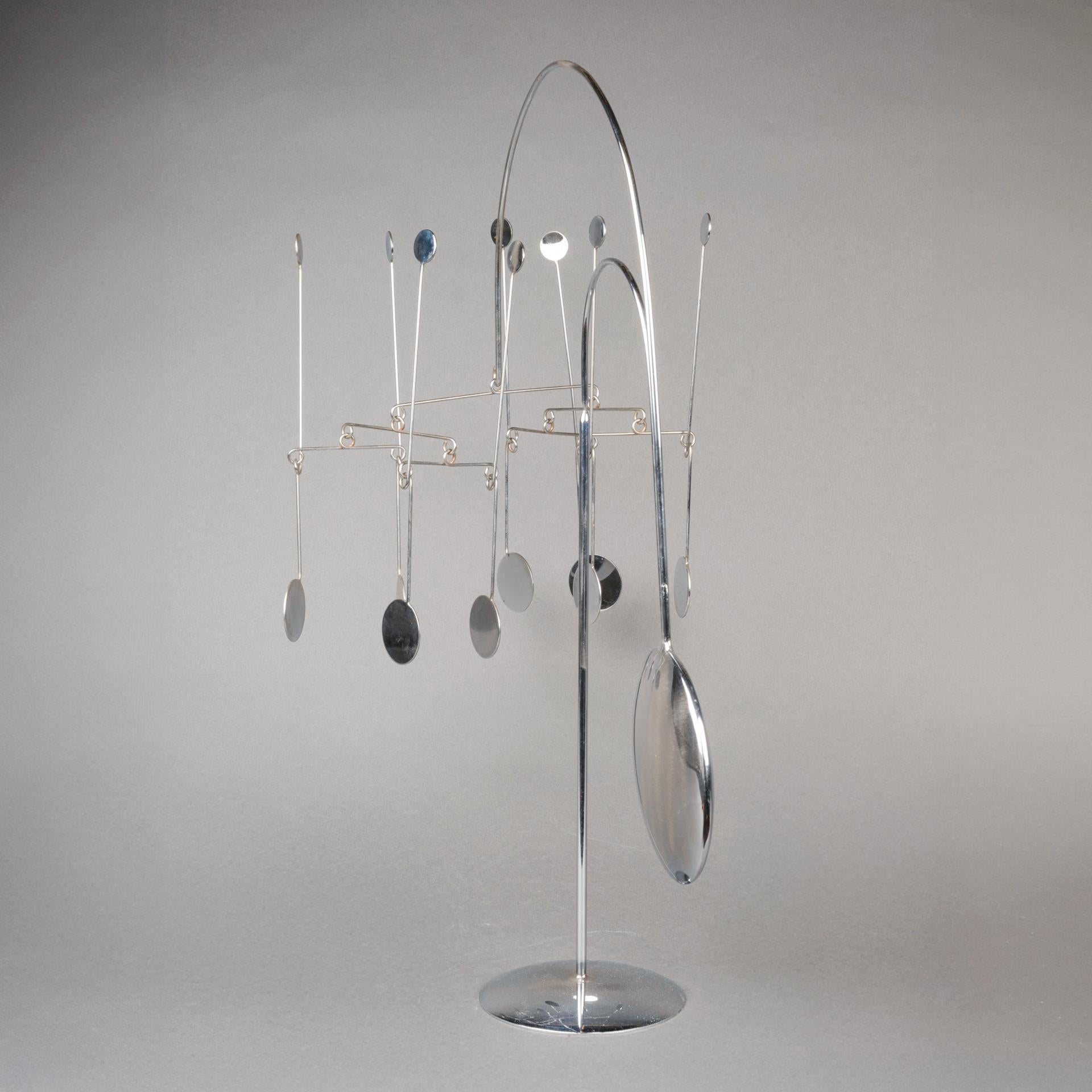 Placcato François Colette : Scultura mobile cromata firmata e datata - 1975 in vendita