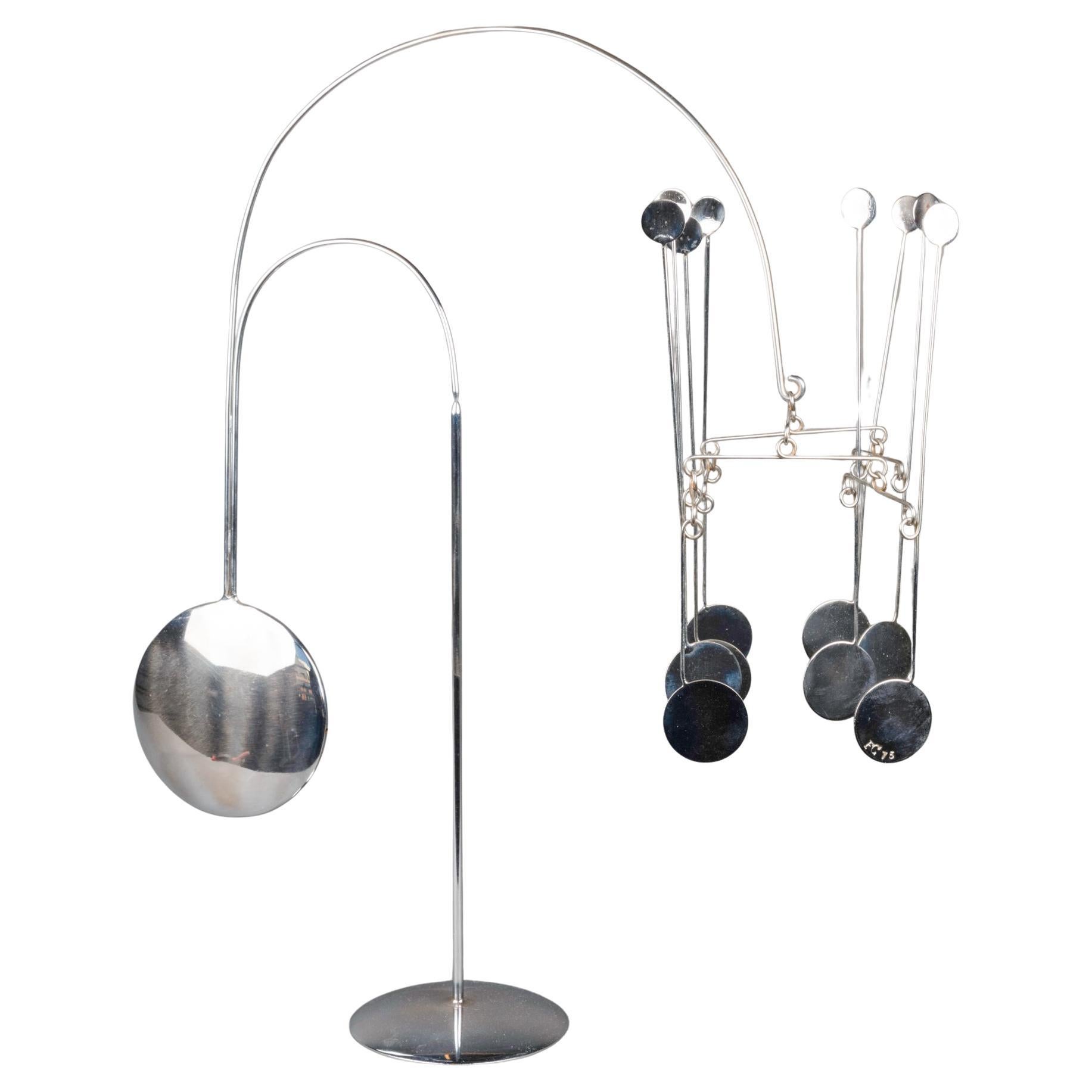François Colette : Chrome plated signed and dated mobile sculpture - 1975