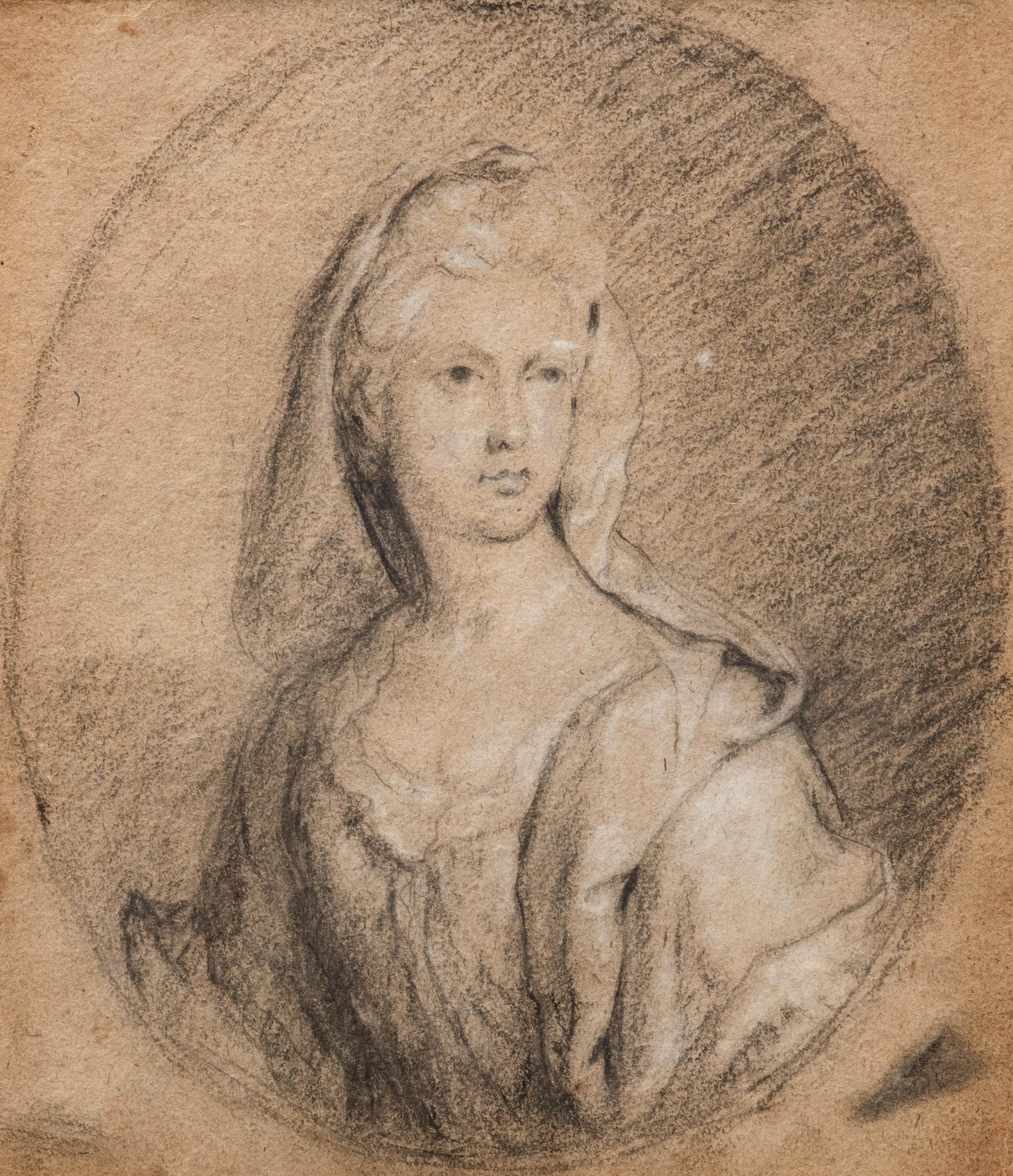 Francois de Troy, Zeichnung einer Frau, Französische Schule des 18. Jahrhunderts „Porträt einer Frau“ im Zustand „Gut“ im Angebot in Hudson, NY
