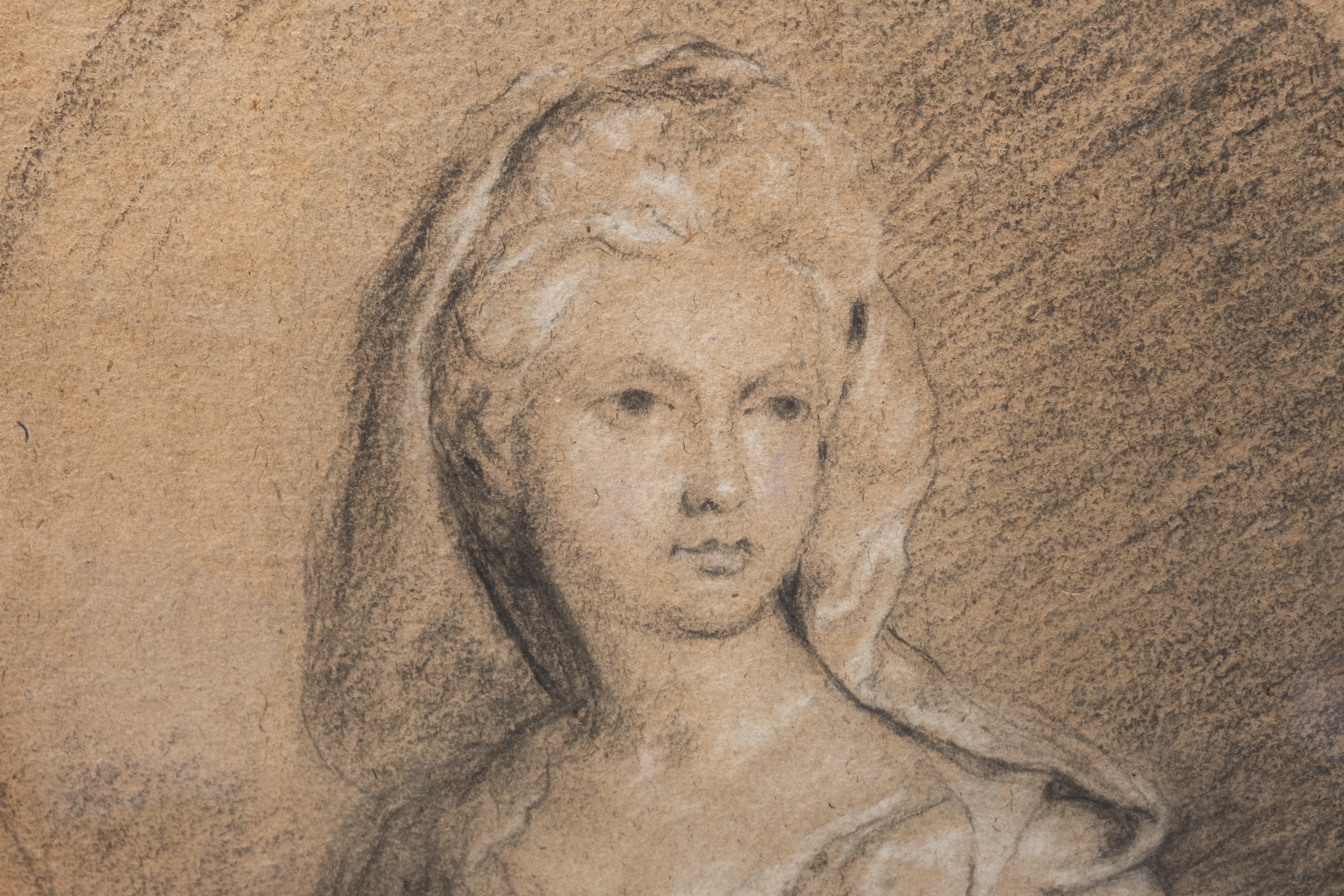Francois de Troy, Zeichnung einer Frau, Französische Schule des 18. Jahrhunderts „Porträt einer Frau“ (18. Jahrhundert und früher) im Angebot