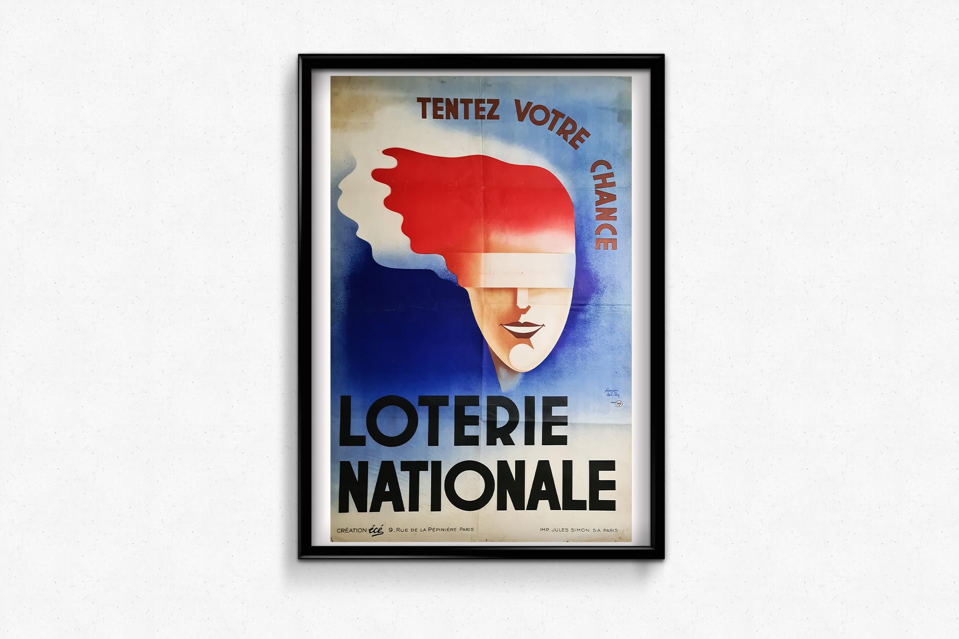 A original poster realized by Francois Del Ry to promote the National Lottery For Sale 1