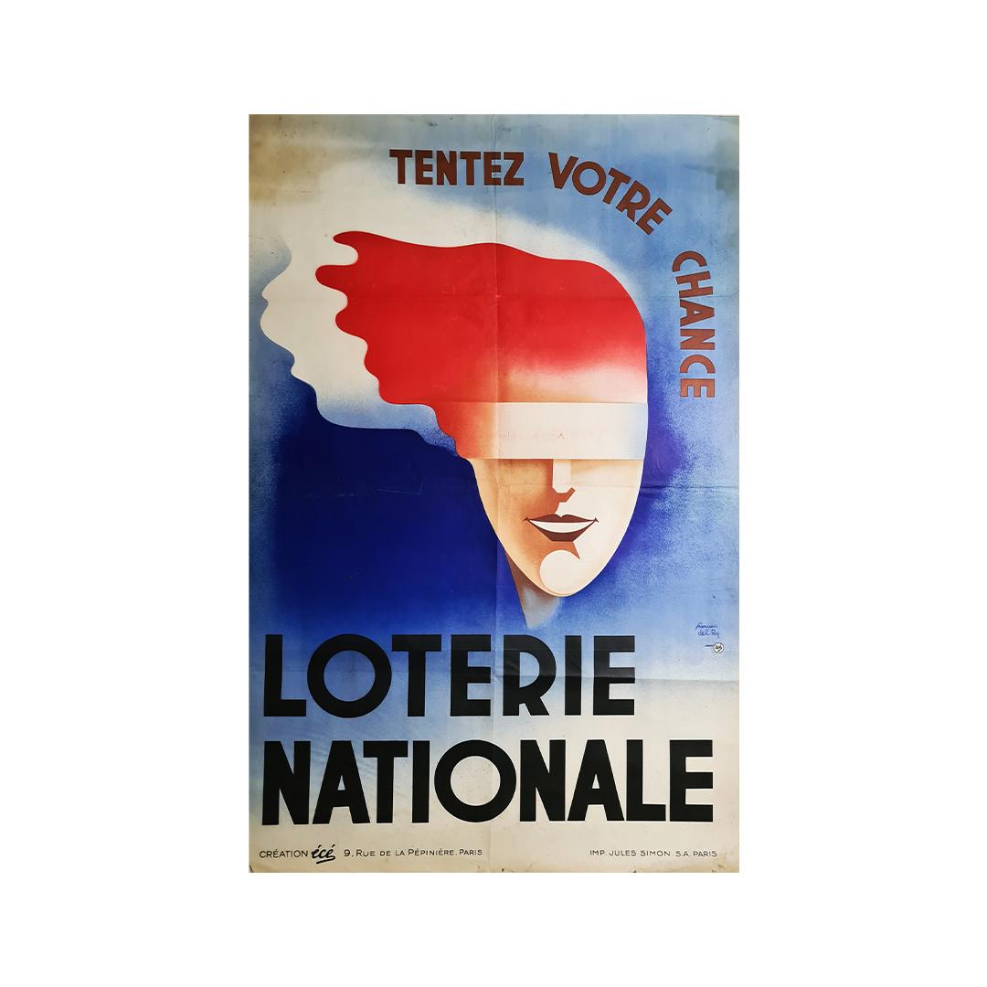 A original poster realized by Francois Del Ry to promote the National Lottery in the 1950s.

The National Lottery was created in 1933, it is the descendant of the Royal Lottery of Louis XVI and can be rightly considered as the ancestor of the