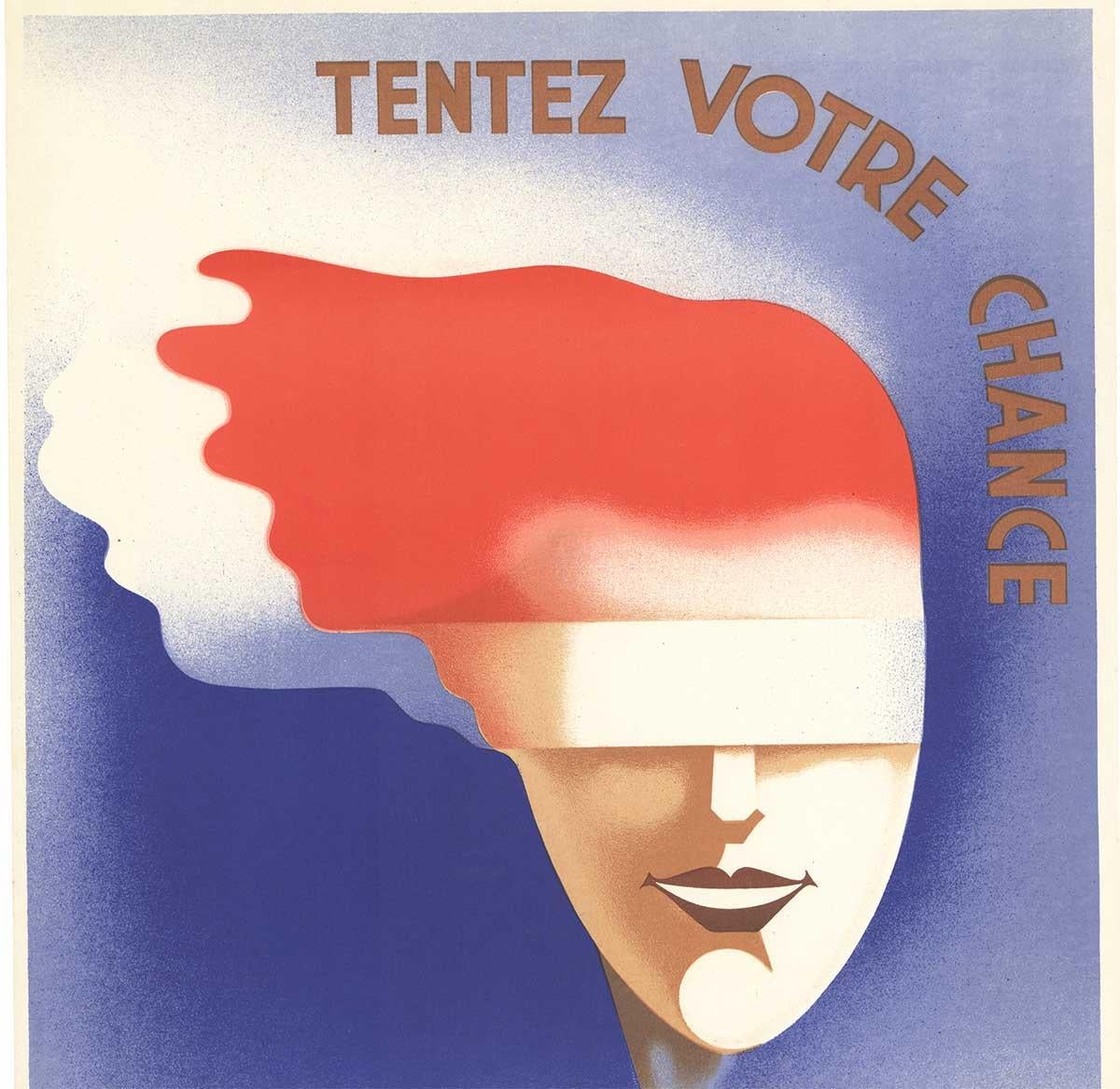 Poster originale d'epoca Tentez Votre Chance Loterie Nationale art deco litho - Print di Francois Del Ry