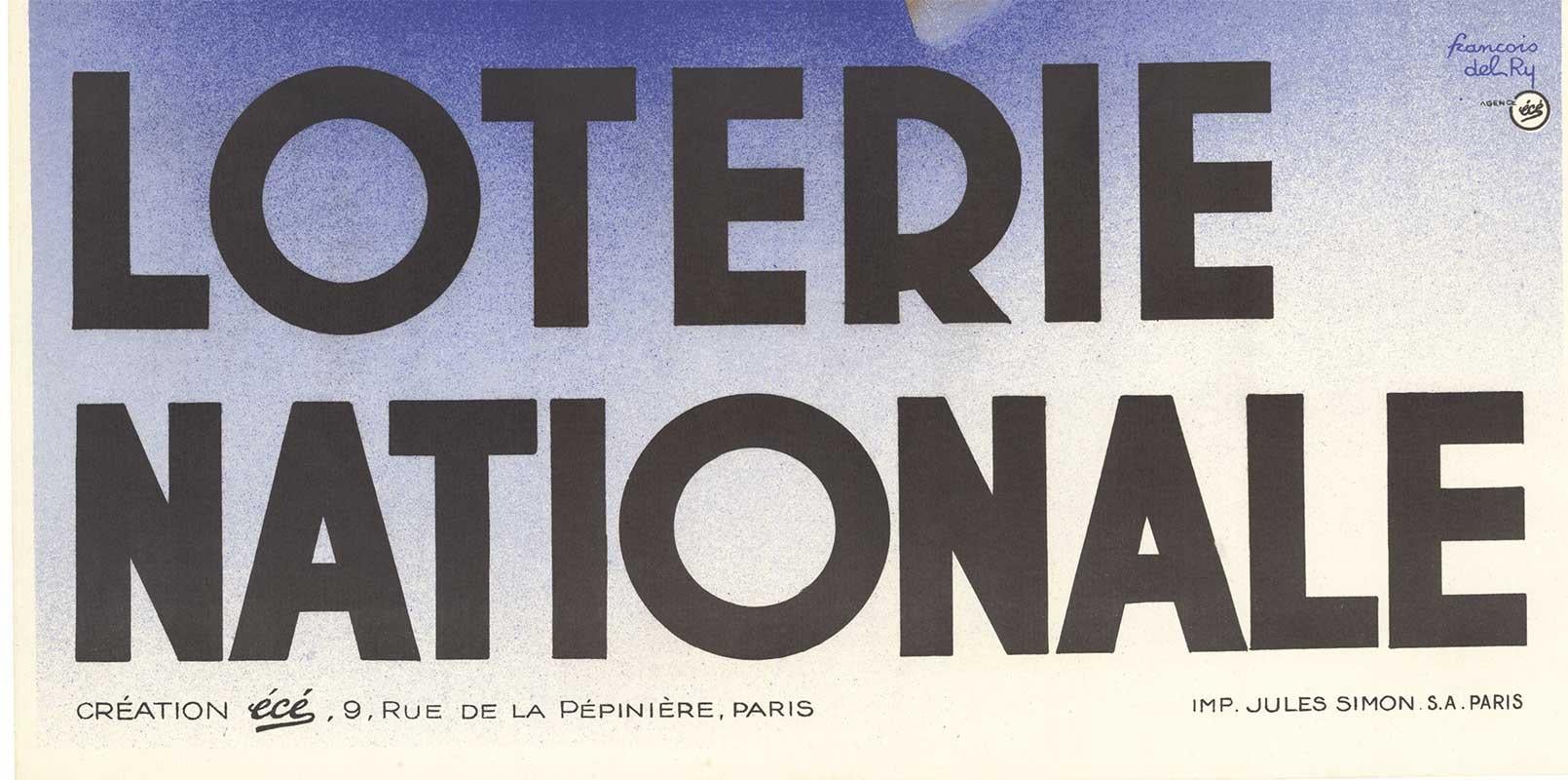 Poster originale d'epoca Tentez Votre Chance Loterie Nationale art deco litho - Print Art Déco di Francois Del Ry