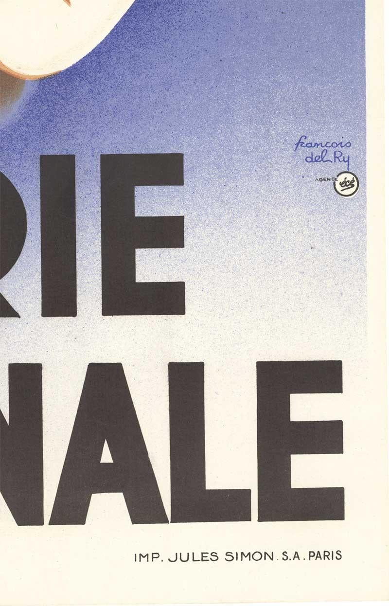 Poster originale d'epoca Tentez Votre Chance Loterie Nationale art deco litho - Figurative Print Grigio di Francois Del Ry