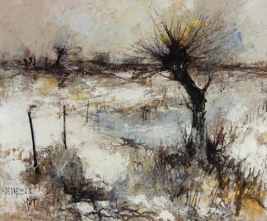 Francois Depresle (nato nel 1927) - 1967 Olio, Neve in Normandia 1