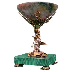 François-Désiré FROMENT-MEURICE, Silver, Agate and Malachite Tazza Decorated