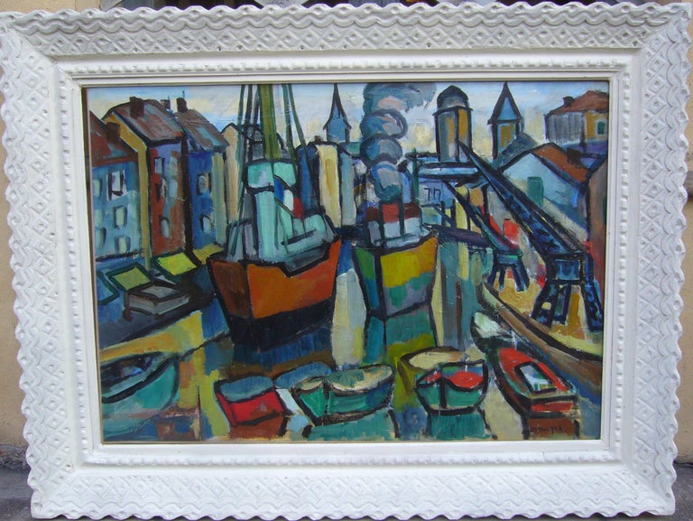 Oil on Canvas by François Desnoyer, not framed. It depictes the port at Sète, in Occitanie, France.

François Desnoyer, né à Montauban (Tarn-et-Garonne) le 30 septembre 1894, et mort le 21 juillet 1972 à Perpignan (Pyrénées-Orientales), résidant de