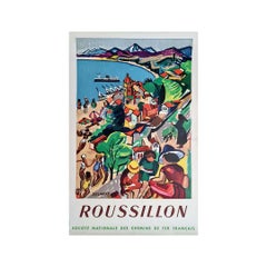 1952 Original poster by Desnoyer for the french national railway SNCF Rousillon