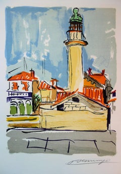 Il Faro - Litografia originale firmata da mano