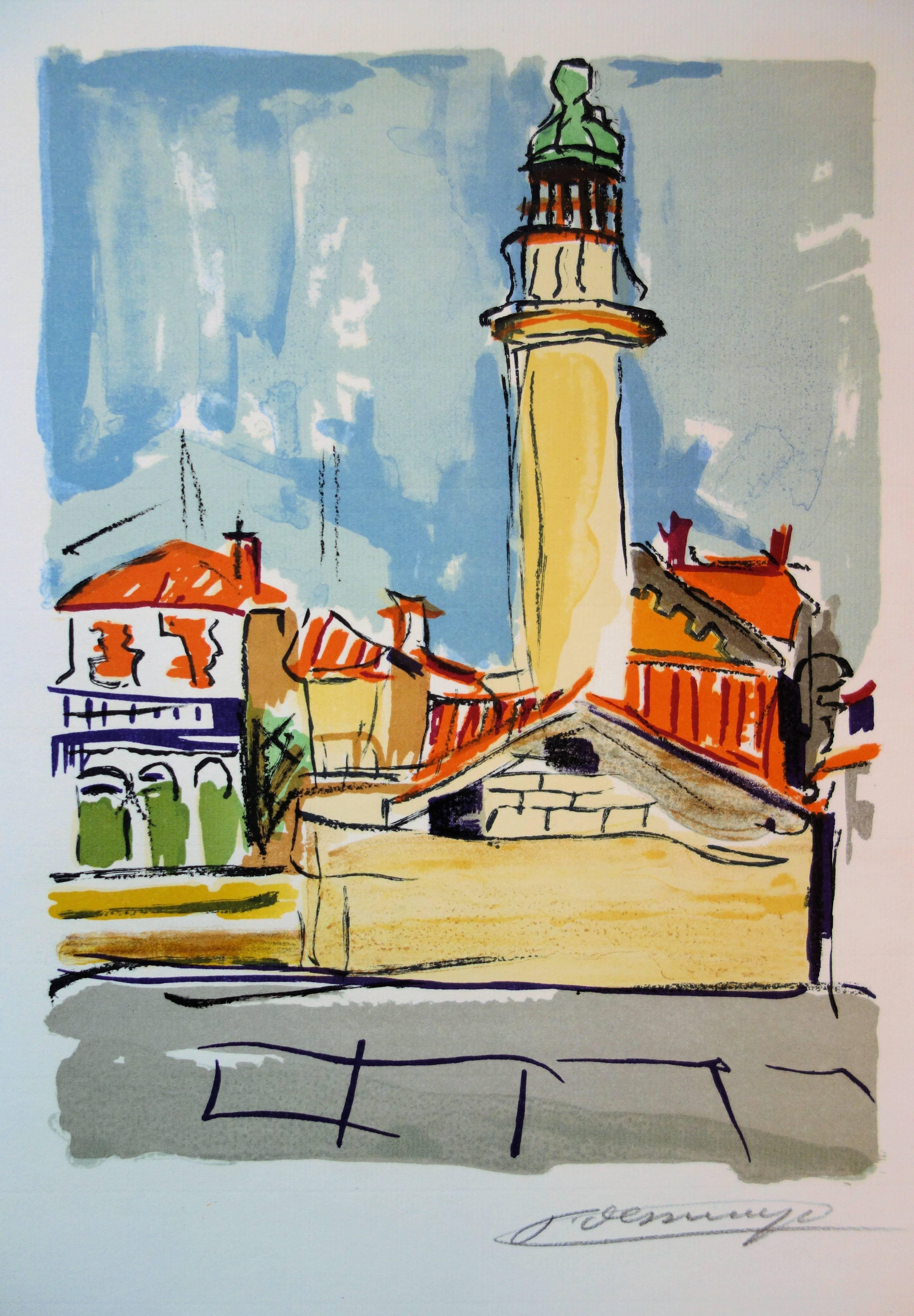 François Desnoyer Landscape Print - The Lighthouse - Original handsigned lithograph