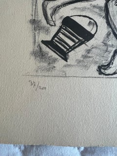 Untitled Abstract Seaside Lithograph, Cubist, Mid-20th Century, Signed