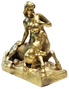 Alexandre Henri Devaulx, Centaur Nursing her Baby, French Belle Epoque, c. 1880s