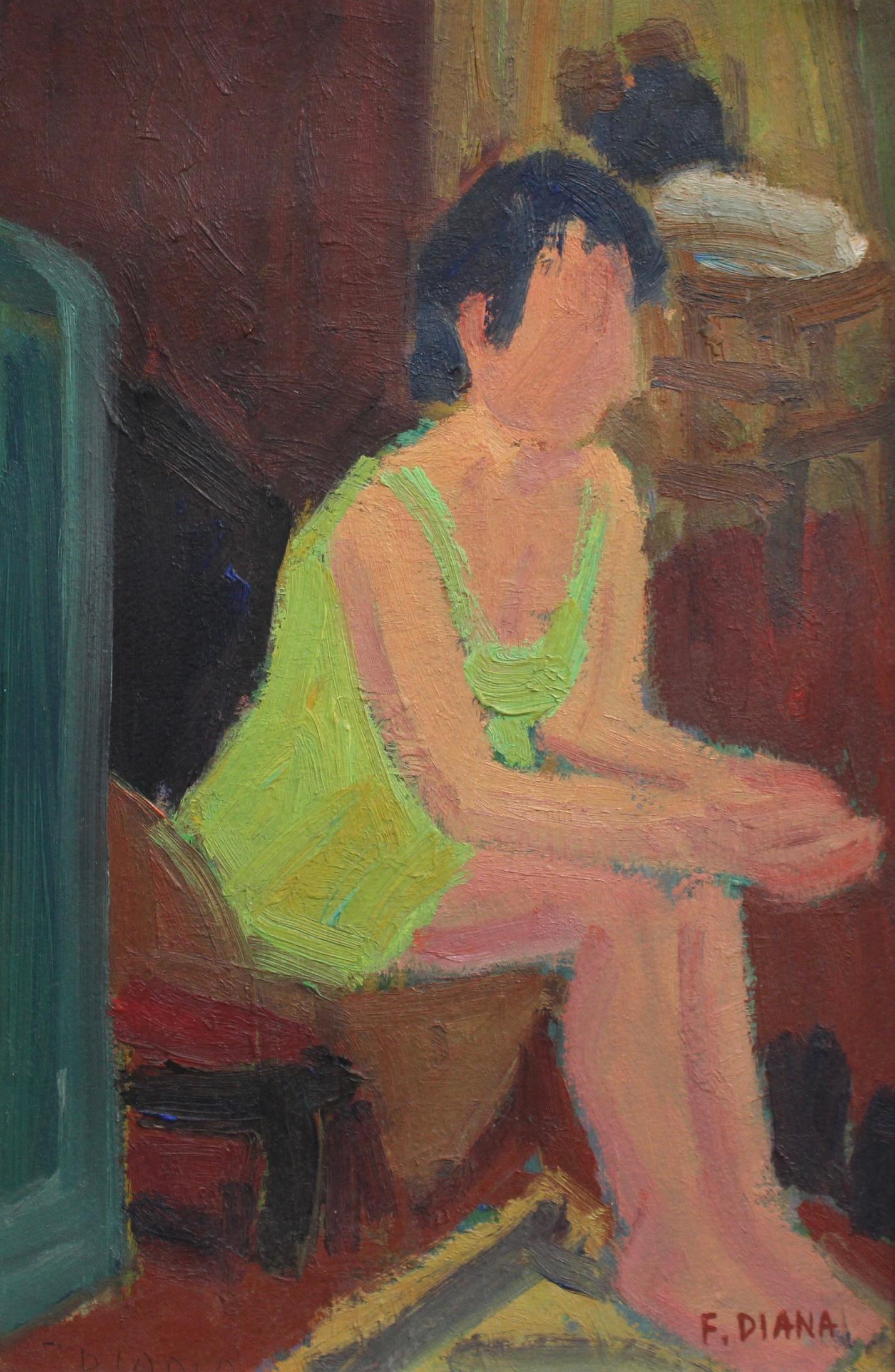 François Diana Figurative Painting – Sitzende Frau