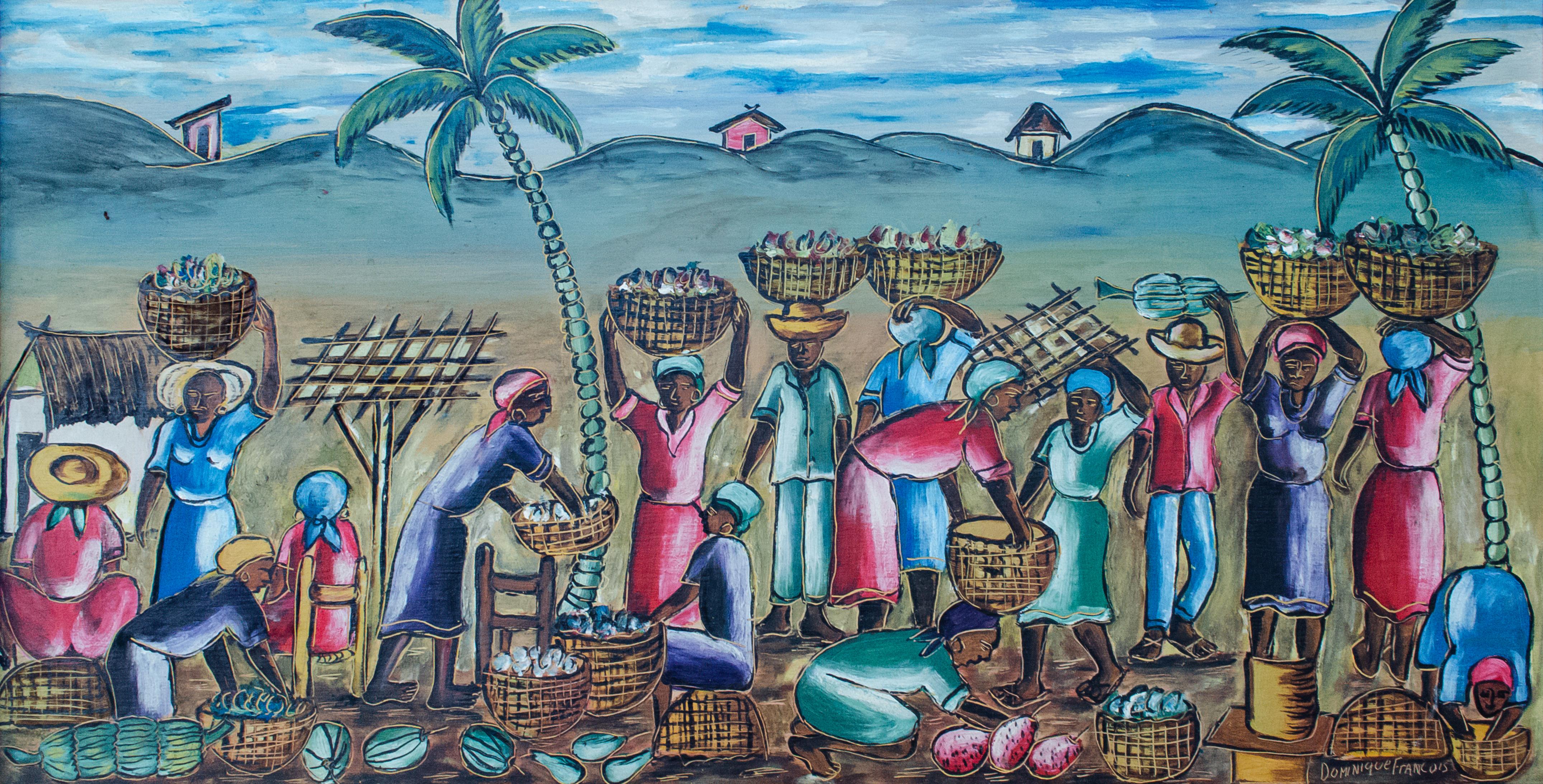 Francois Dominique Scène de travail haïtienne en vente 1