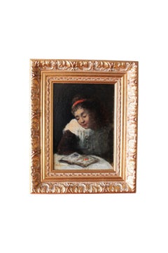 Portrait of a man dark and moody Antique 19th Century oil painting