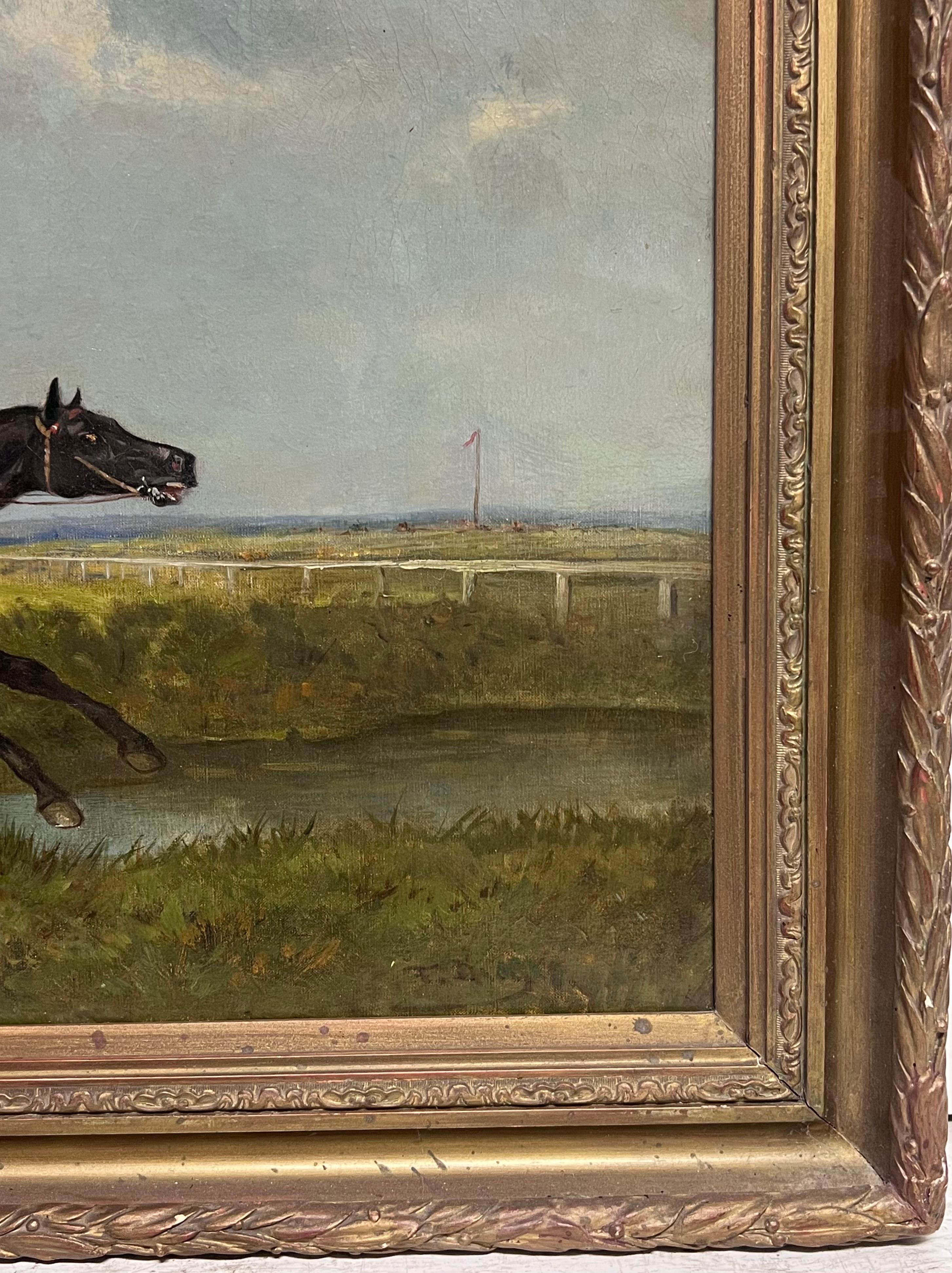Feine 19. Jahrhundert belgischen Pferderennen Sporting Art Ölgemälde Reiter & Pferde (Viktorianisch), Painting, von Francois Duyk (Belgian, 19th-20th Century)