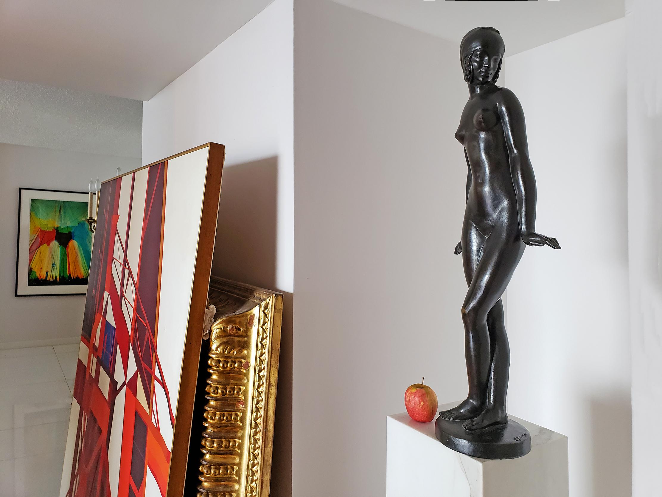 Bronze Art Déco,  Danseuse danseuse française d'une jeune fille nue  en vente 3