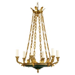 Francois Empire Six Light Chandelier, Green