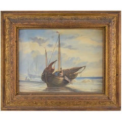 François Etienne Musin 19th Century Watercolor Drawing the Fishermen