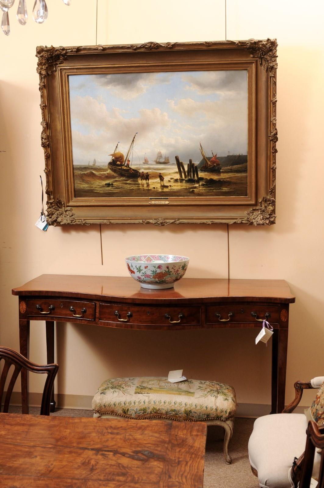 Francois-Etienne Musin (Belgian 1820-1888) Marine Seascape Oil on Canvas In Fair Condition For Sale In Atlanta, GA