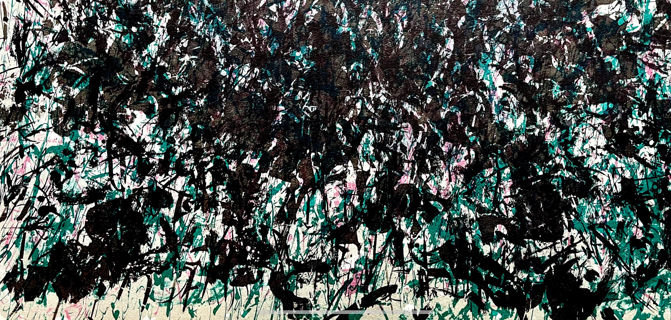 Fiedler, Composition, Derrière le miroir (d'après) - Noir Abstract Print par François Fiedler