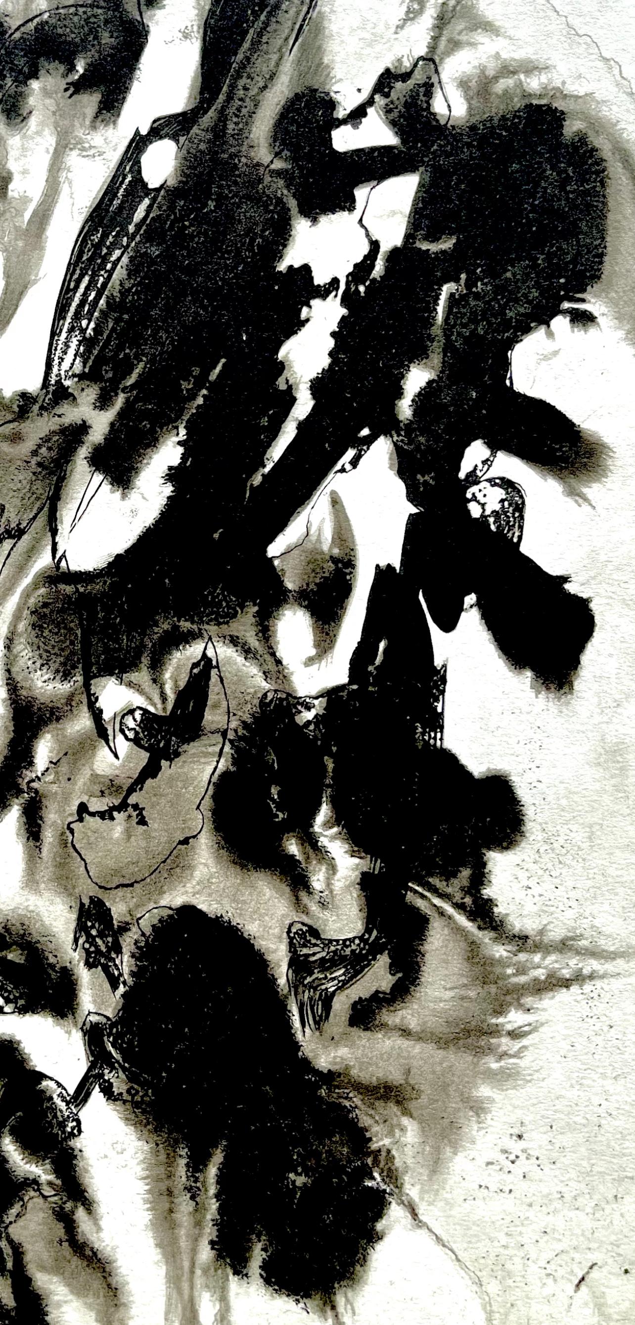 Fiedler, Composition, Derrière le miroir (d'après) - Gris Abstract Print par François Fiedler