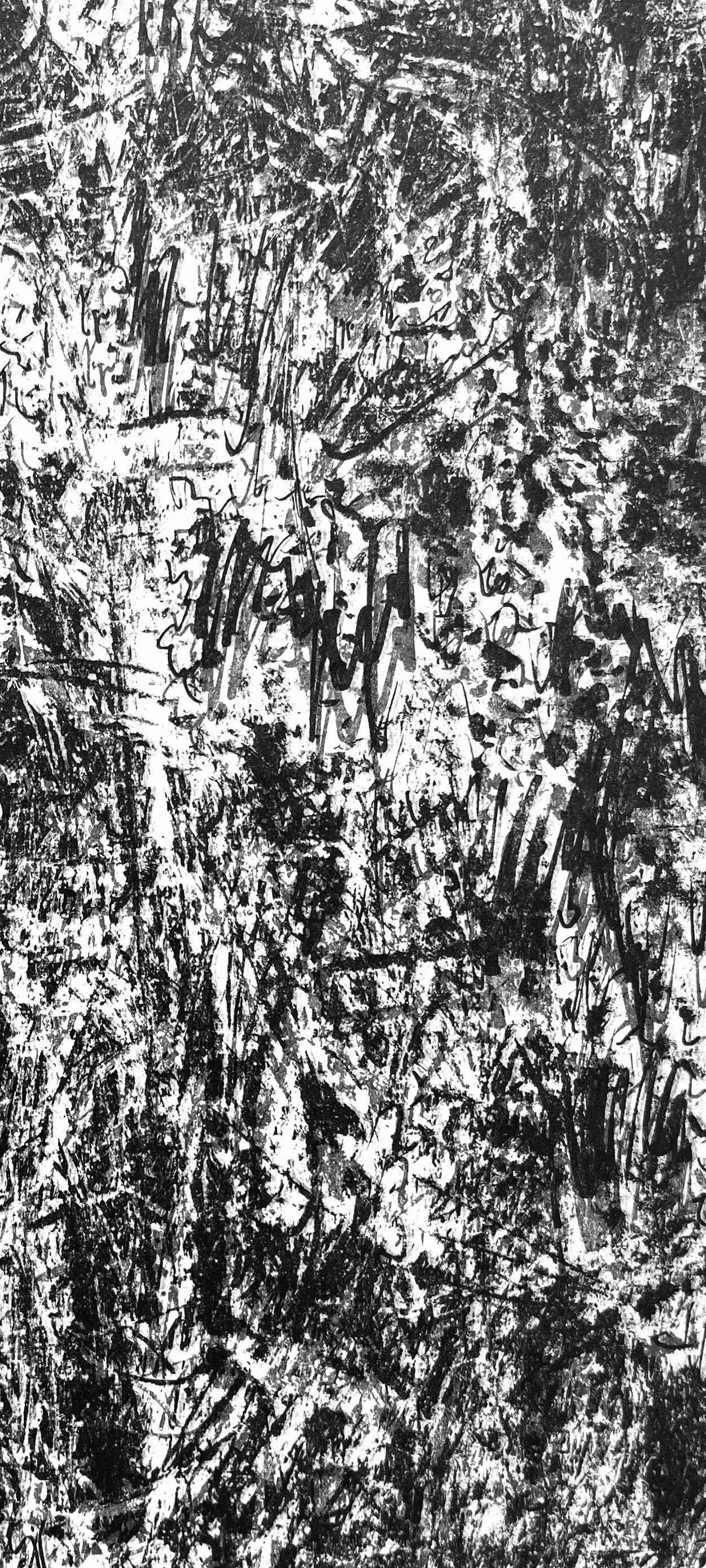 Peinture, Derrière le miroir - Black Abstract Print by François Fiedler