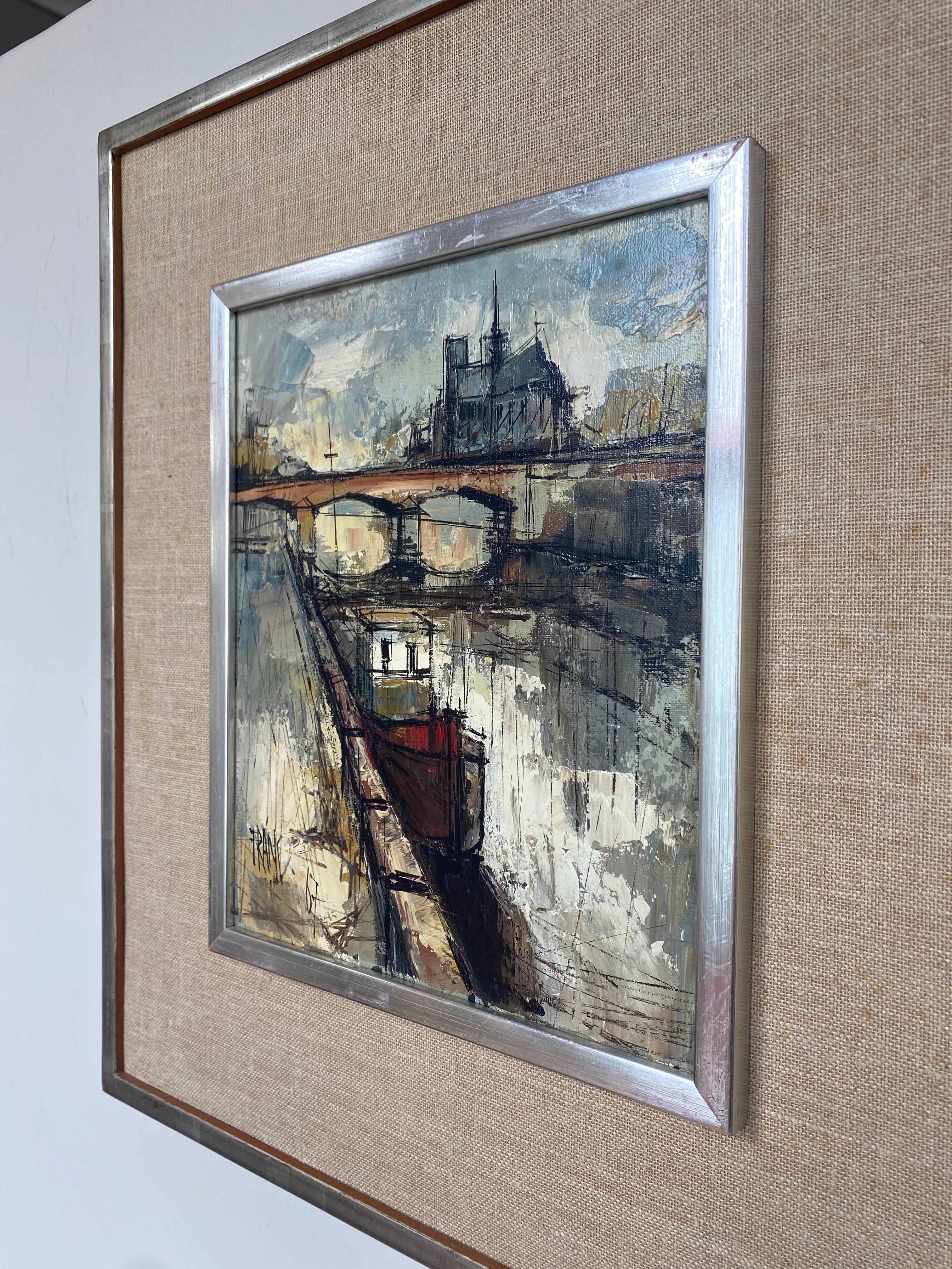 François Franc “Pont de l’Archevêché sur la Seine”, Expressionist Painting, 1967 11