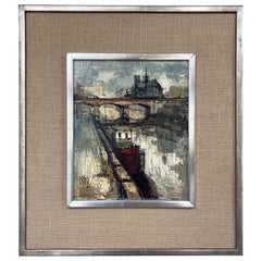François Franc “Pont de l’Archevêché sur la Seine”, Expressionist Painting, 1967