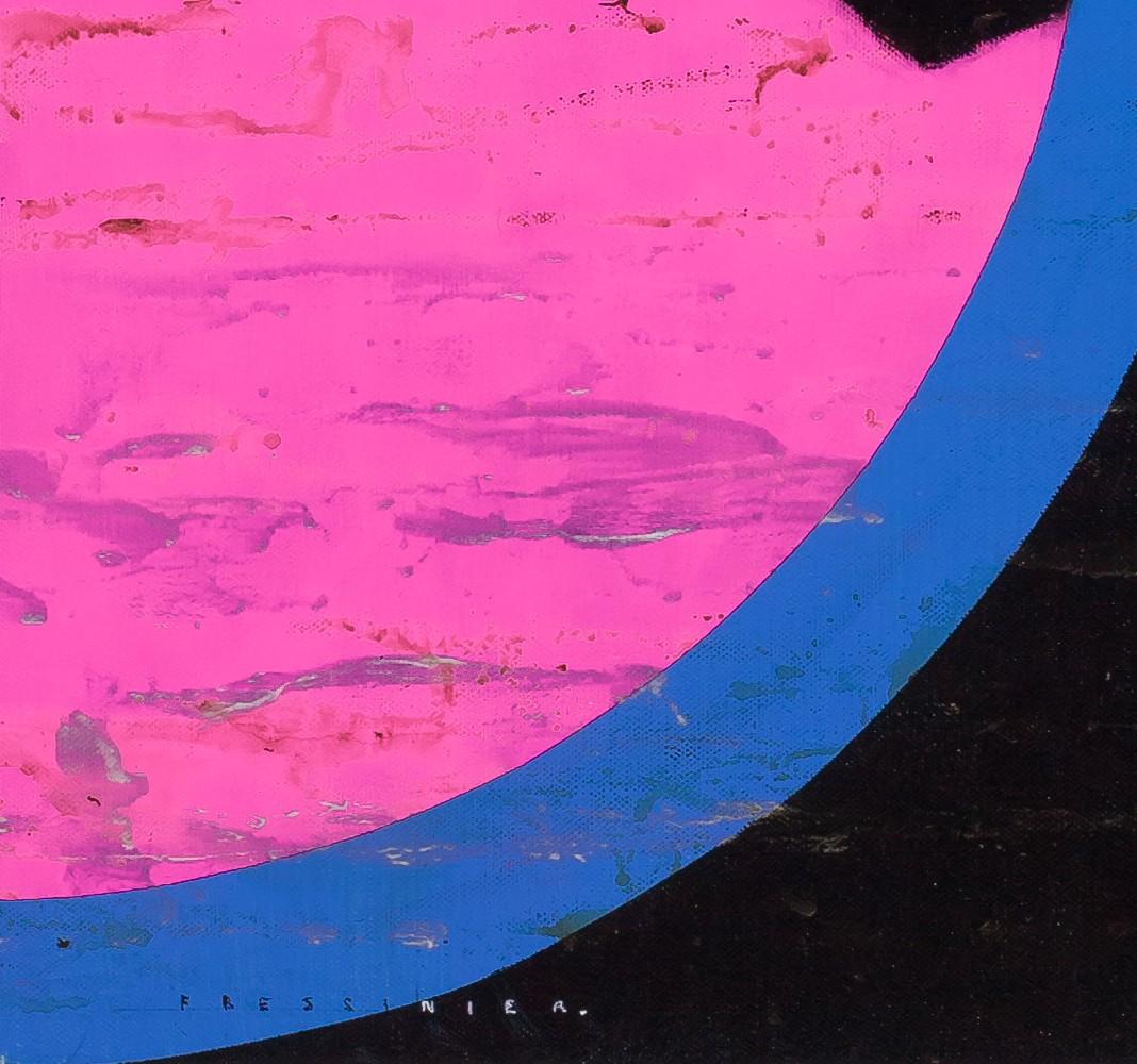 Light Up the World I ist ein Gemälde in Öl und Mischtechnik auf Leinwand, gerahmt in einem modernen, weißen Rahmen. Signiert 'FRESSINIER' unten links, 35 x 35 Zoll auf Leinwand und 38,5 x 38,5 Zoll gerahmt.

François Fressinier (geb. 1968) ist ein