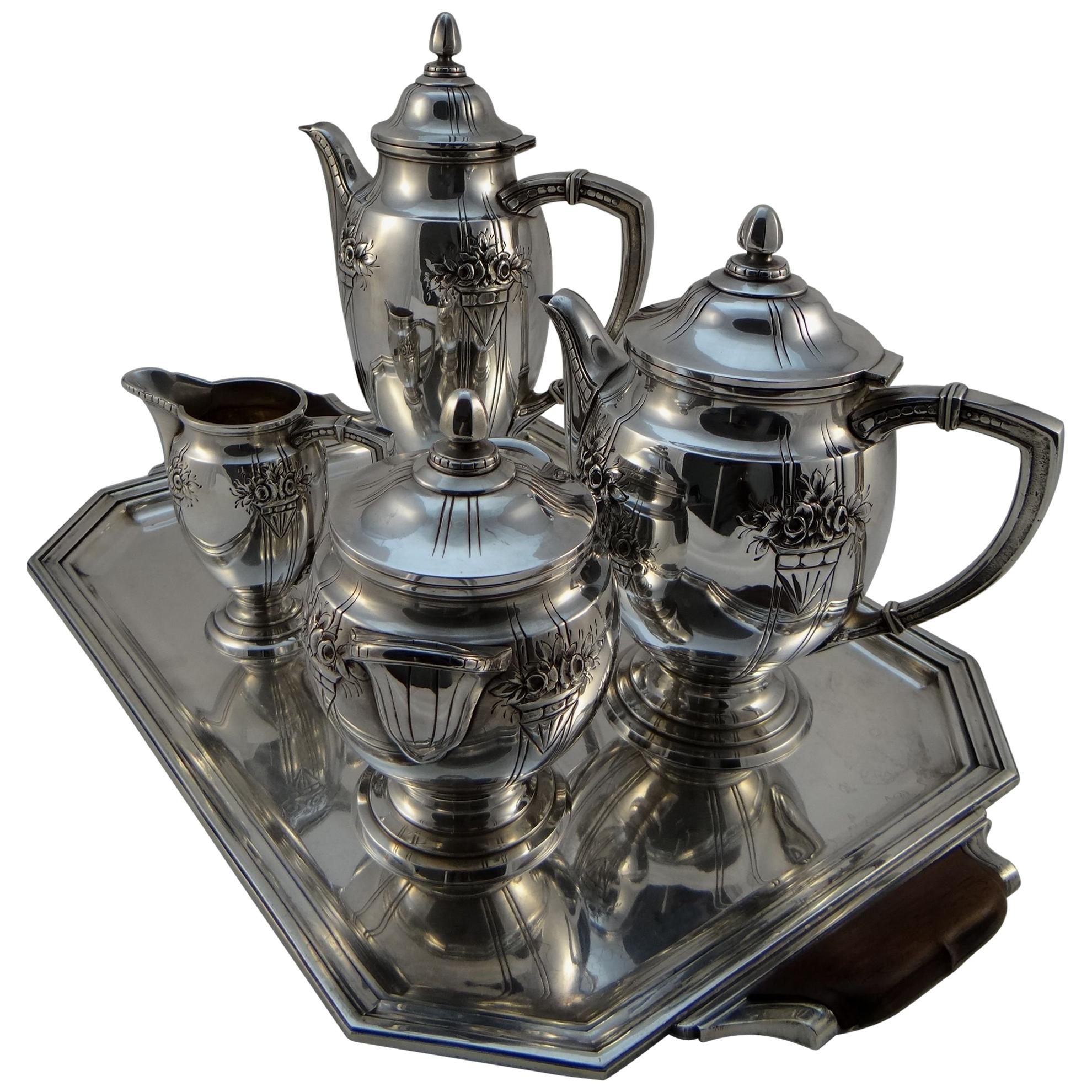 Service à café / thé en argent François Frionnet Art Nouveau, 1915-1920 en vente