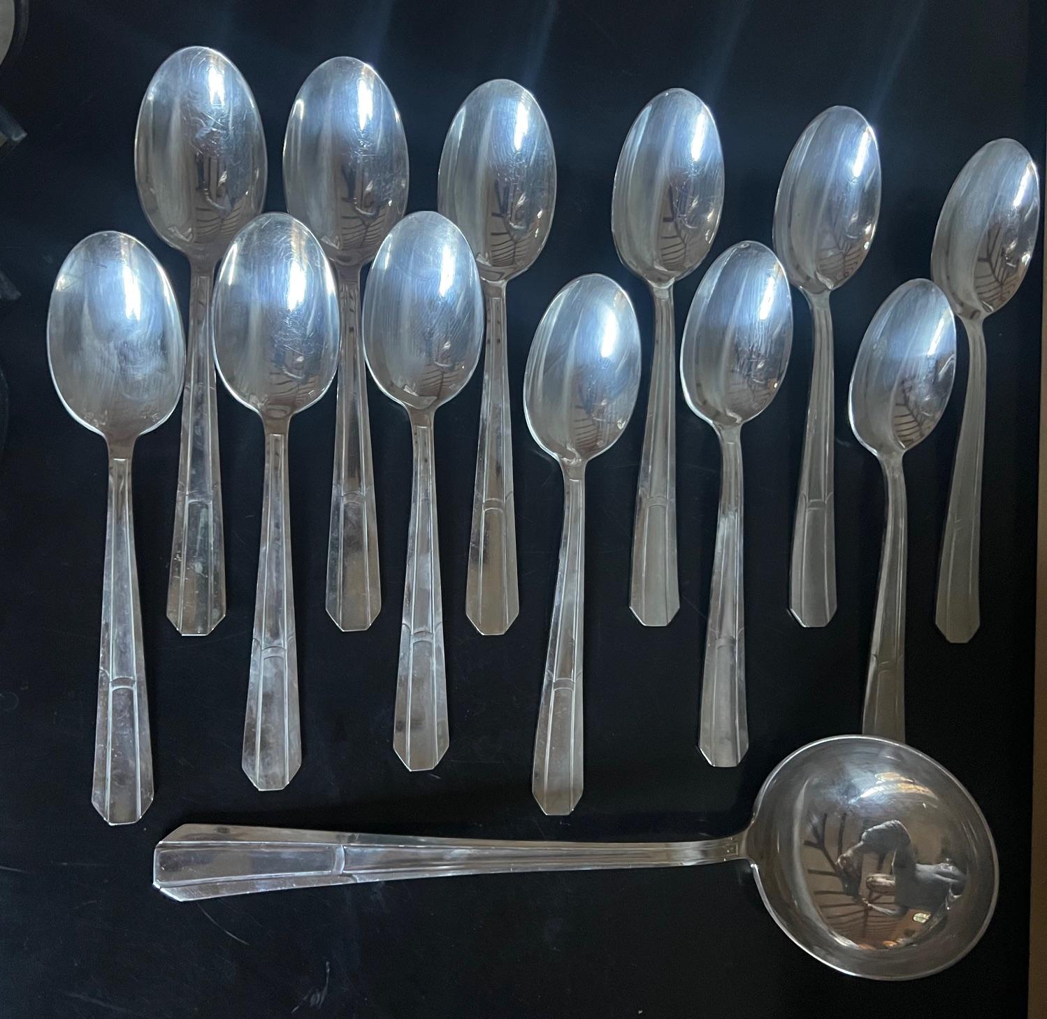 Francois Frionnet - Set di 49 posate in argento Art Deco, 1930 ca. in vendita 5