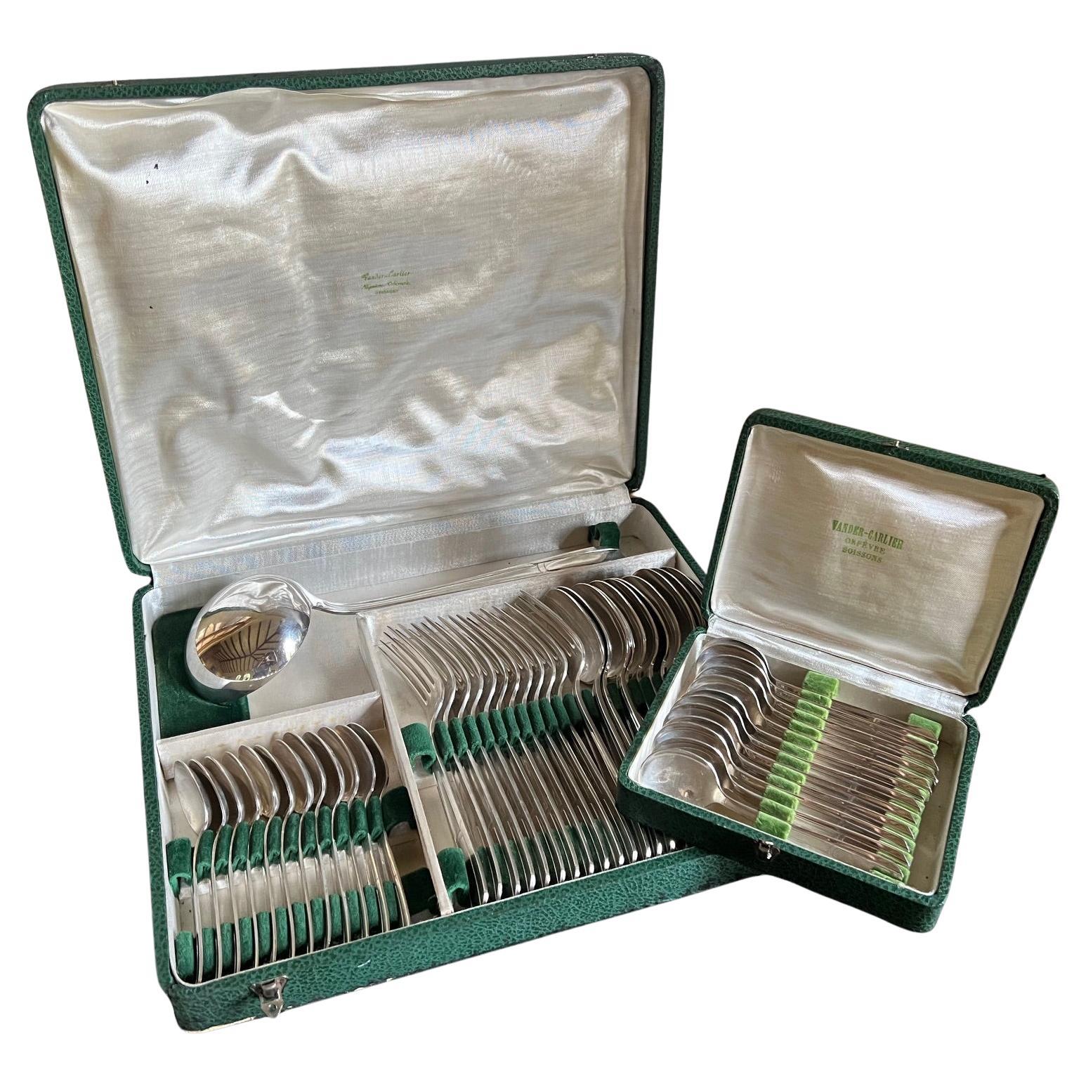 Francois Frionnet - Set di 49 posate in argento Art Deco, 1930 ca. in vendita