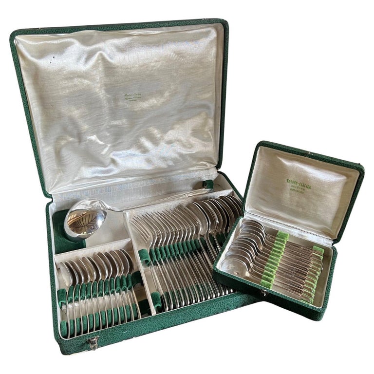 Francois Frionnet French Art Deco Silver Plate Flatware- Set of 49