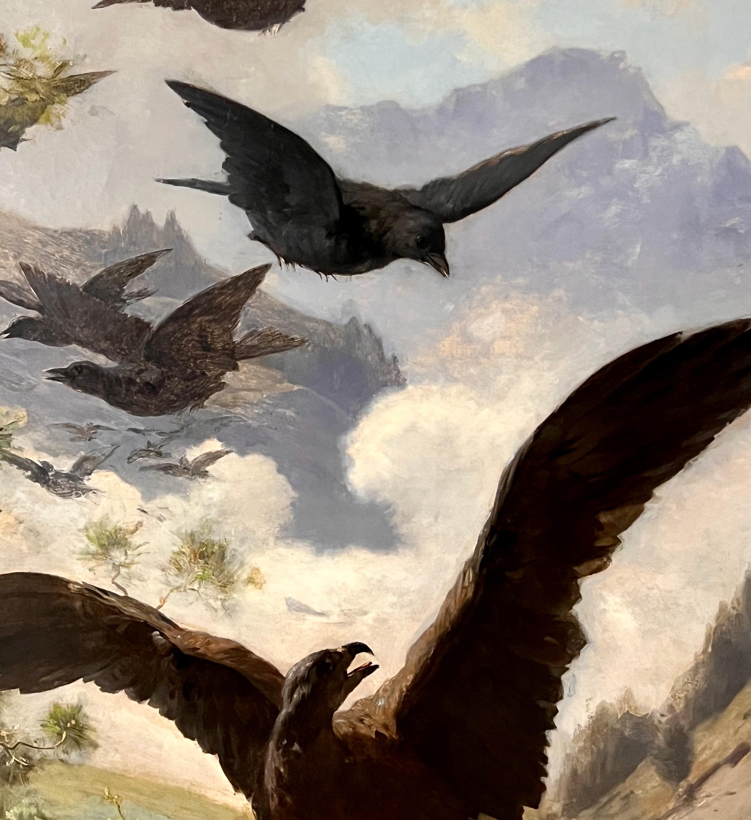 Golden Eagle in Mountain Landscape - 19th Century Oil on Canvas - Naturalistic Painting by Francois Furet