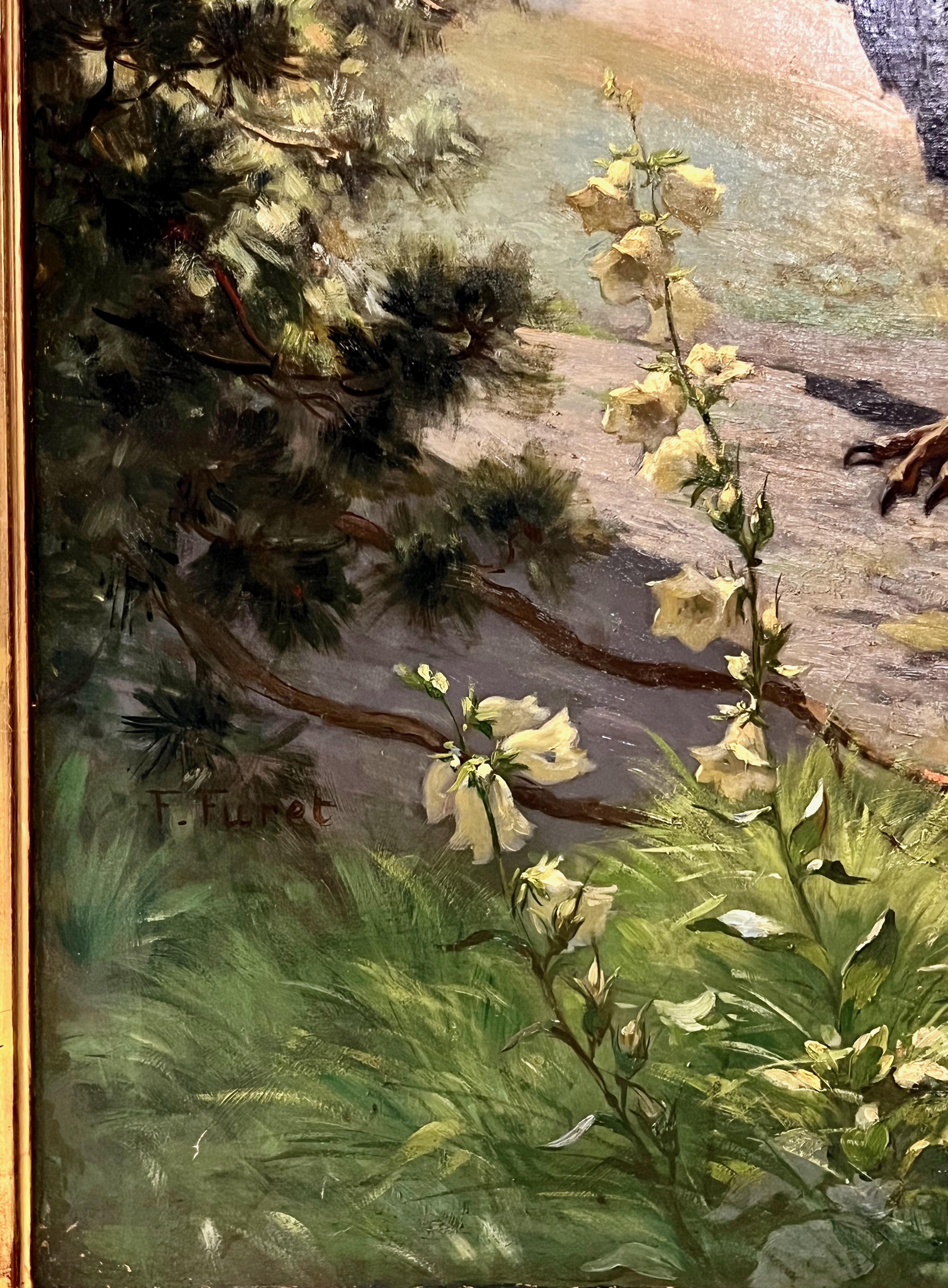 Golden Eagle in Mountain Landscape - 19th Century Oil on Canvas For Sale 3