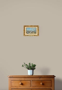 "Deauville" 20th century French beach scene oil on canvas