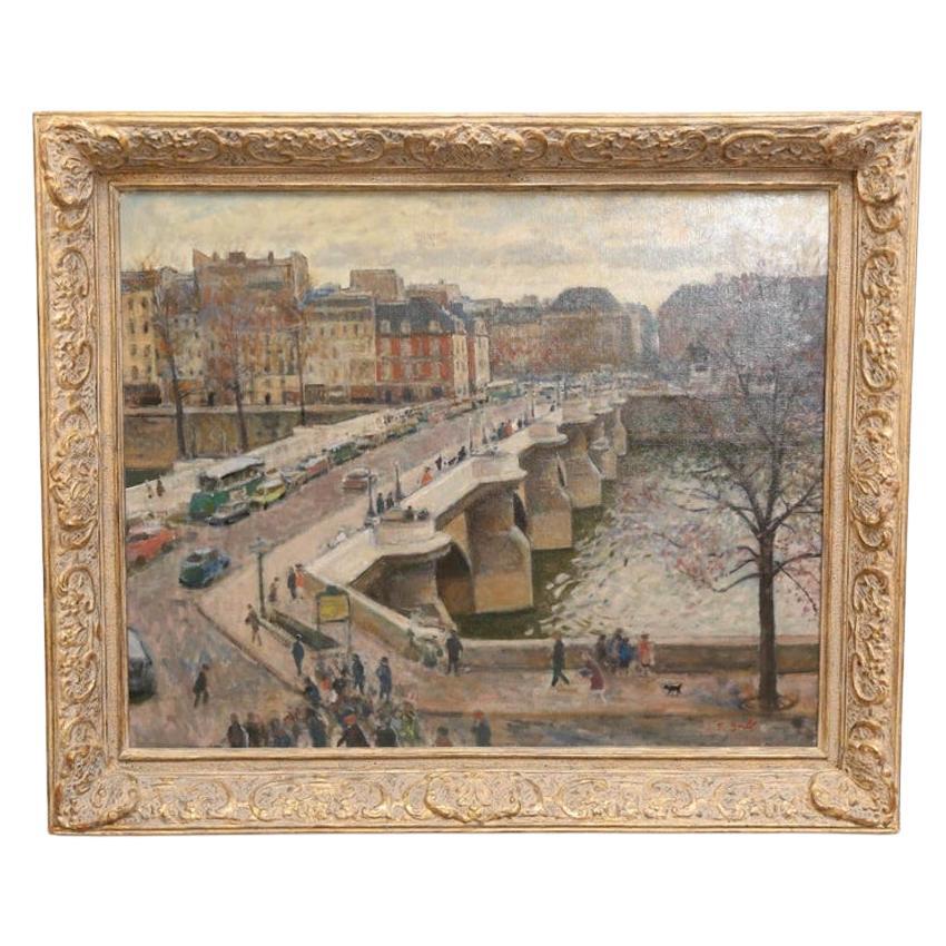 Francois Gall Oil on Canvas, "Le Pont Neuf a Paris" For Sale