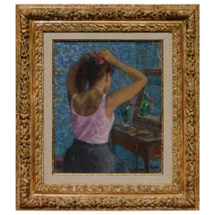 Francois Gall Oil on Canvas Seated Figure, "Jeunne Fille de Coiffan"