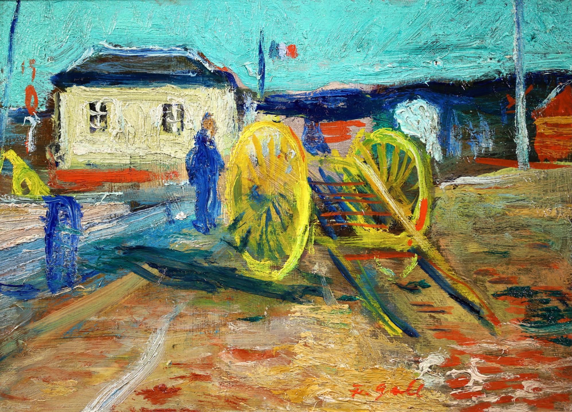 Honfleur - Harbour - Post Impressionist Oil Figure in Landscape by Francois Gall